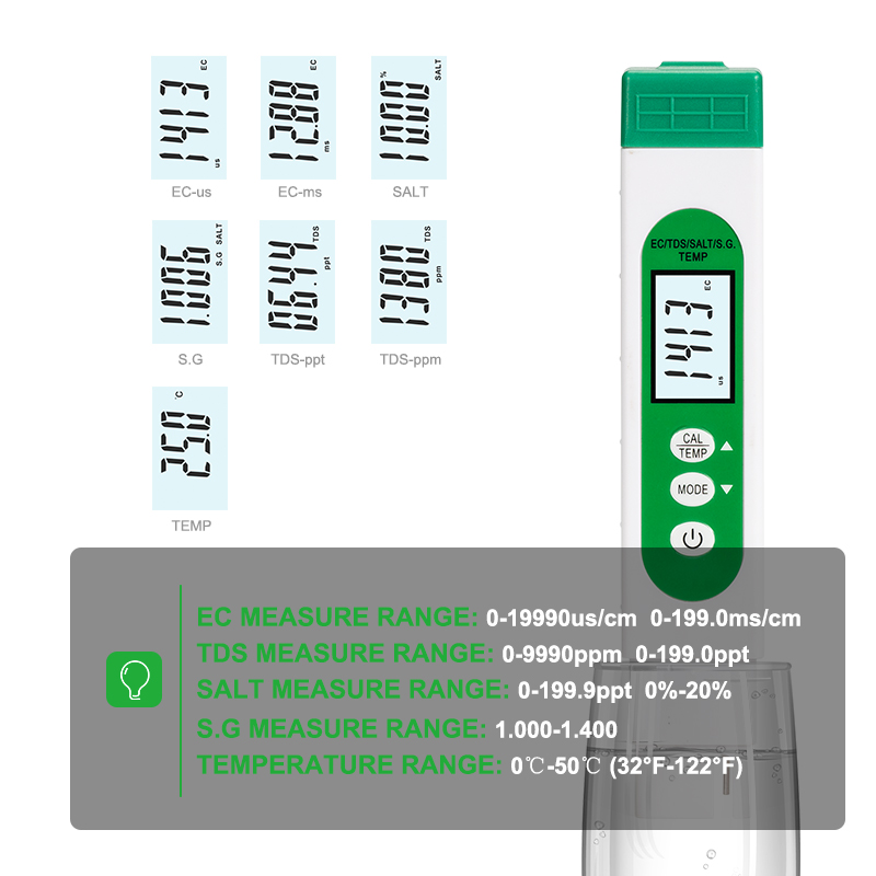 5 in 1 TDS EC SALT S.G TEMP Wa - Aquarium Marine Salt recensie en prijs